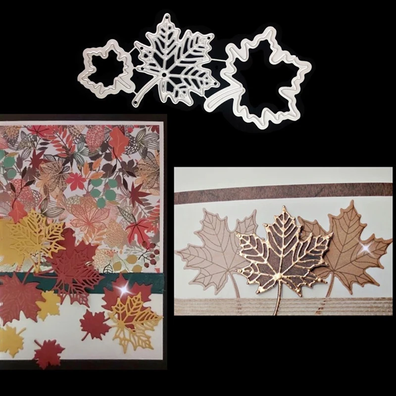 

3PCS Maple Leaf Metal Cutting Dies Scrapbooking Stencil DIY Decorative Embossing Craft Die Cuts Card Making New Dies For 2021