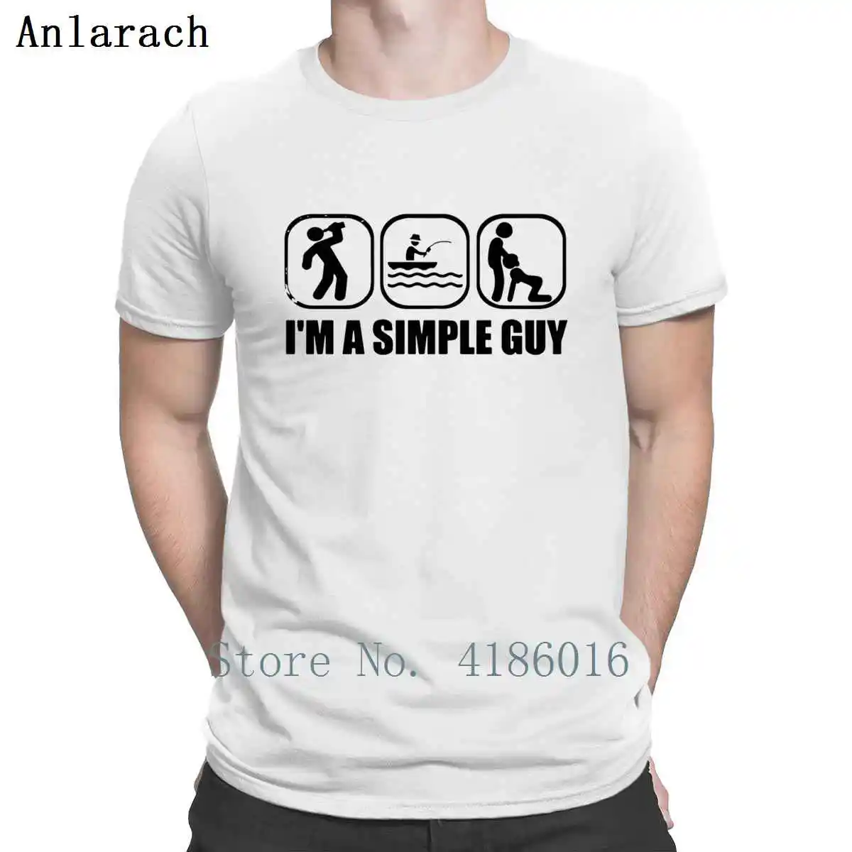 I Am A Simple Guy Fishs T Shirt Natural Round Collar Famous Printing Spring Autumn Cotton Funny Original | Мужская одежда