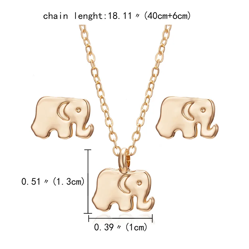 elephant RINHOO набор ювелирных изделий золотого цвета для женщин Бабочка Сова Слон Птица Животное ожерелье серьги набор ювелирных изделий Свадебные ювелирные изделия - Окраска металла: elephant