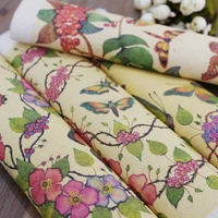 cotton and linen cloth hand printing and dyeing decorative painting dining mat notebook cover butterfly love flower