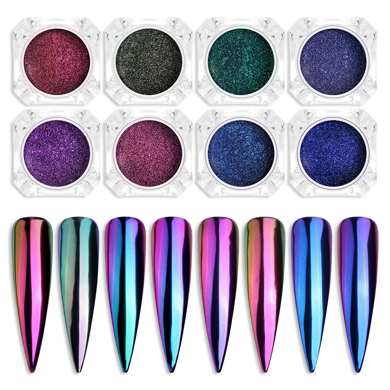 1Box Chameleon Mirror Laser Nail Glitter Powders Auroras Effect Art Metallic Chrome Pigment Dust DIY Design Decoration | Красота и