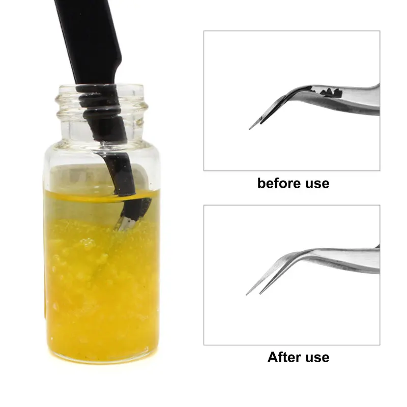 

20g Eyelashes Tweezers Cleaner Eyelash Extension Tweezers Cleaning Tools With Glue Remover Liquid And Sponge Ball Cleaning Glue