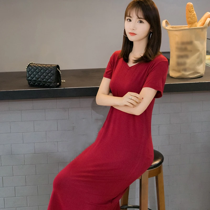 Летнее макси платье футболка женское винтажное повседневные Сексуальные