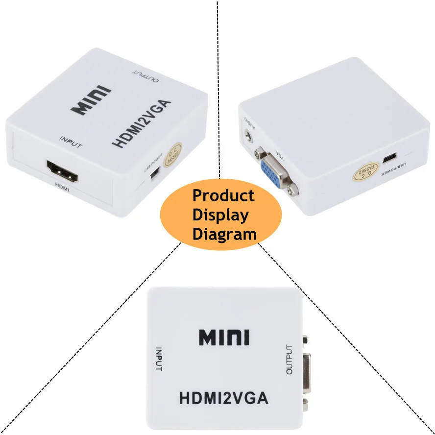 Портативный Преобразователь Grwibeou с Mini HDMI на VGA видео-приставка HDMI2VGA аудиоадаптер