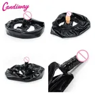 Candiway сексуальные черные эластичные трусики с реалистичным фаллоимитатором, вагинальная Анальная пробка, инструмент для стимуляции целости, интимные игрушки для лесбиянок, флирт