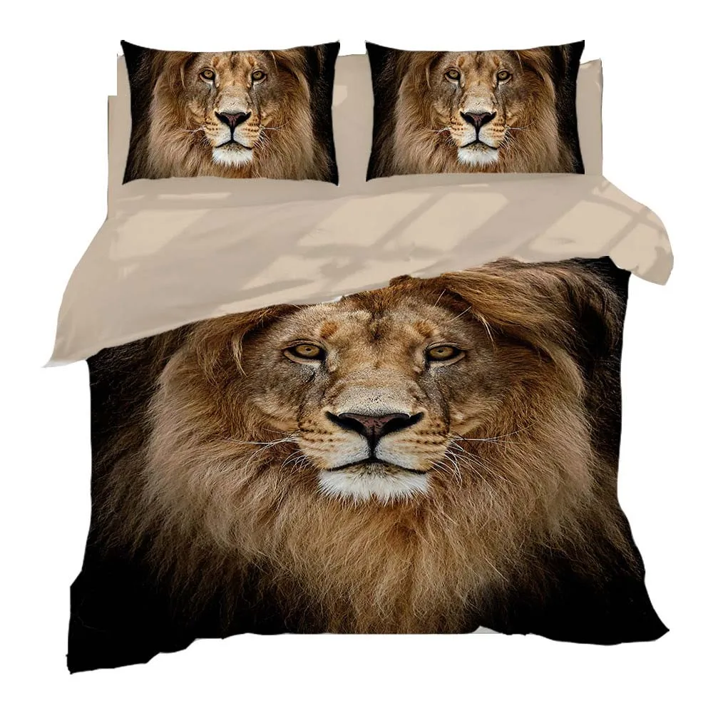 3D животное лев набор пододеяльников король/королева размер Тигр горячая