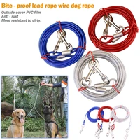 3m steel wire pet double heads leashes for two dogs anti bite tie out cable outdoor travel walking lead belt dog double collar