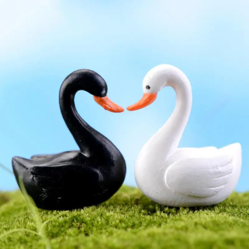 Маленькая миниатюрная Милая модель лебедя гусиная аквариумные украшения