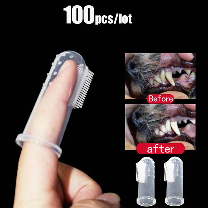 100 шт./лот супер Мягкая зубная щетка для питомцев собак/кошек зубной инструмент