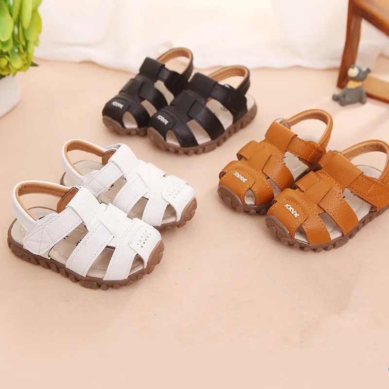 

New Boys Sandals Soft Leather Closed-Toe Toddler Baby Summer Shoes Boys and Girls Children Beach Shoes Sport Kids Sandals CSH130