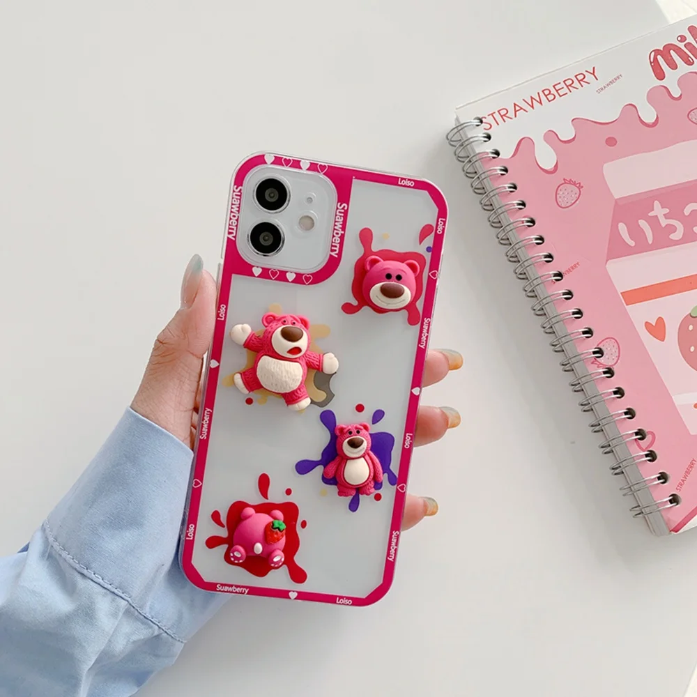 

Three-dimensional creative Strawberry bear doll for Huawei Nova 8 8SE 7 Pro Nova 6SE 5i 4 TPU phone Cover