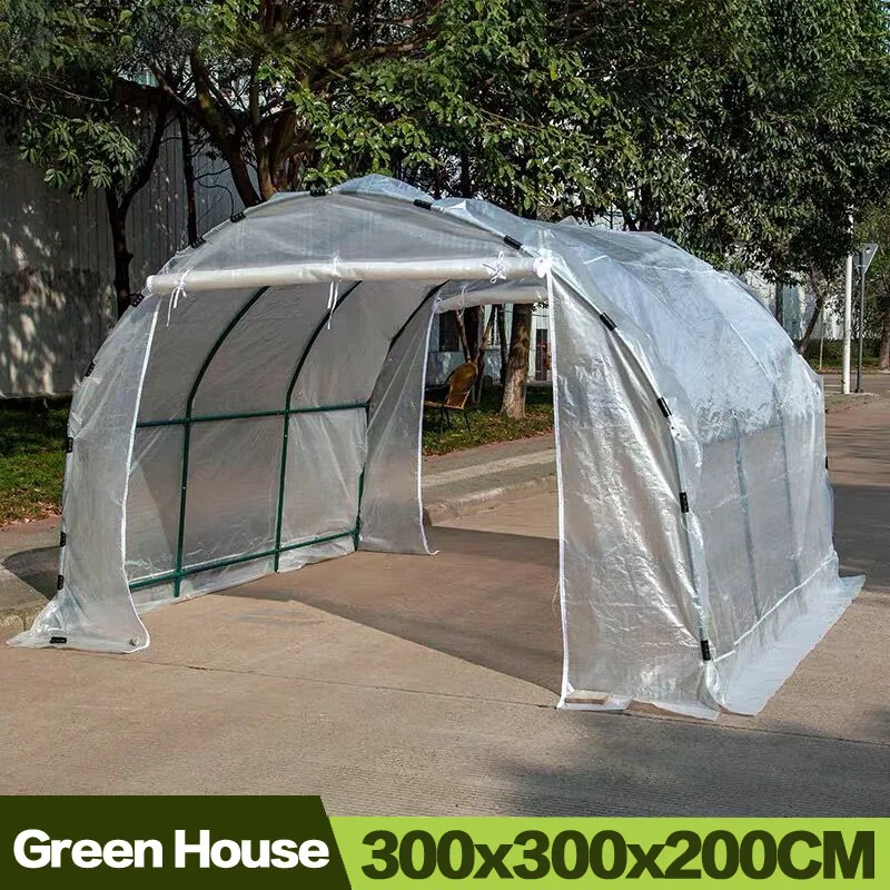 

Greenhouse For Garden Outdoor Green House Flower Plant Keep Warm Cover PE Plastic Roll-up Zipper Vegetable Shed With Stell Frame
