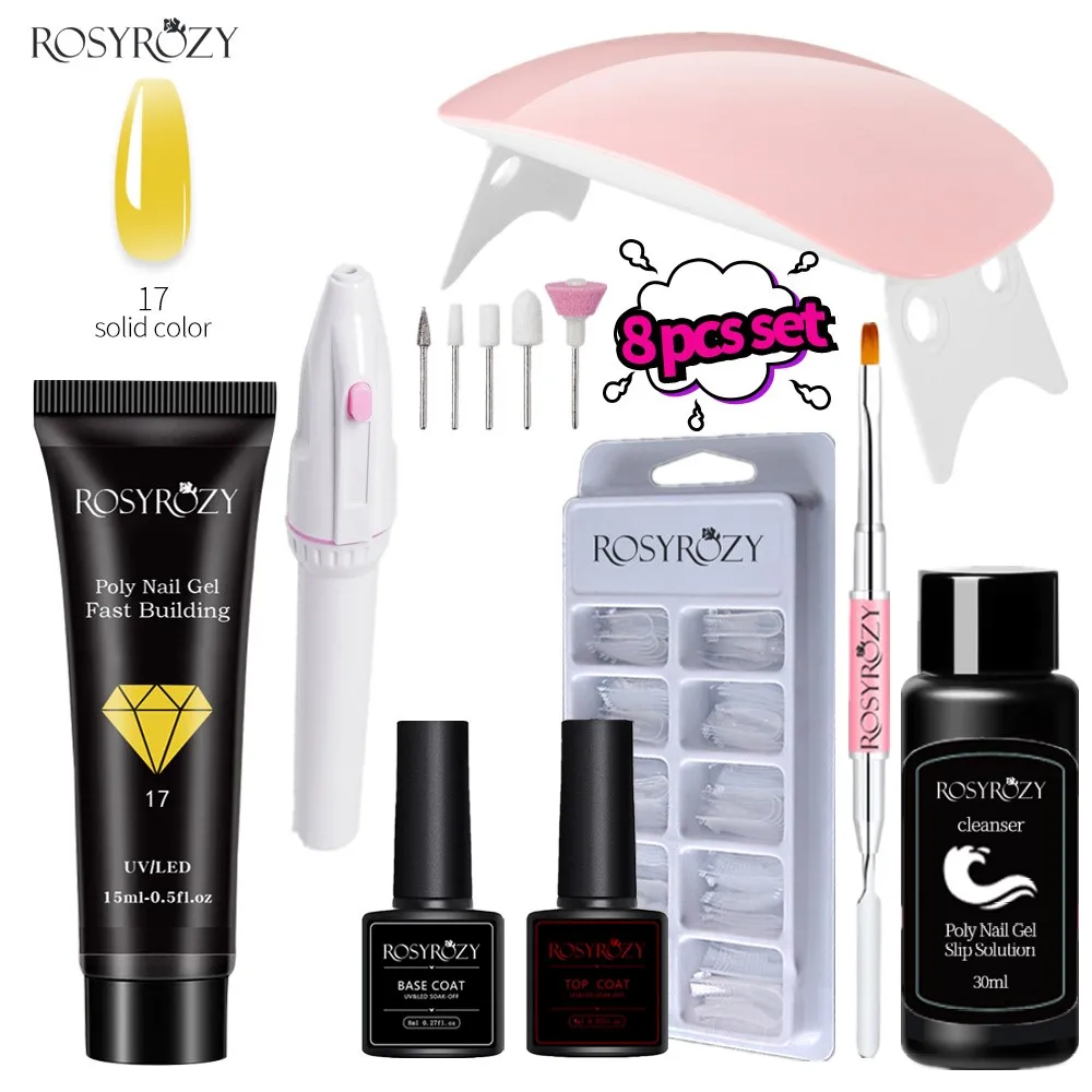 

Poly UV Gel Manicure Set Extend Finger Builder Kit Finger Nail Extension Acrylic Builder Art Gel Nail Lamp Crystal Jelly Grinder