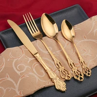 24pcs 16pcs dinnerware set gold cutlery fork 304 stainless steel spoon royal cutlery forks knives spoons kitchen spoon tableware