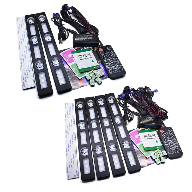 

LED Car Foot Light Ambient Lamp With USB Remote Control Music Sound Control Y98C