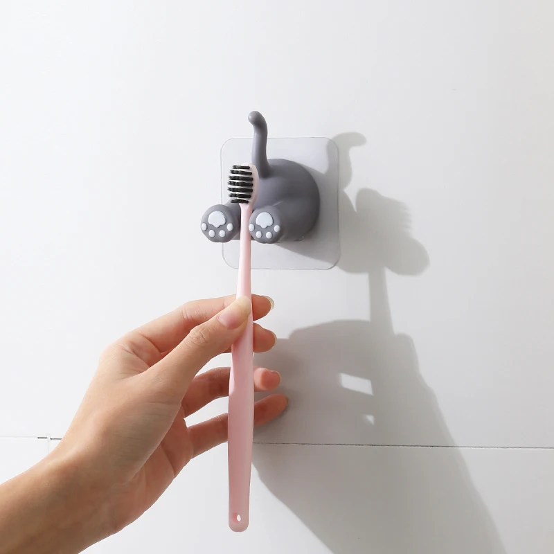 Universal Hook Kitchen Creative Wall Plug Socket Adhesive Bathroom Storage Holder Cartoon Cute Toothbrush | Дом и сад