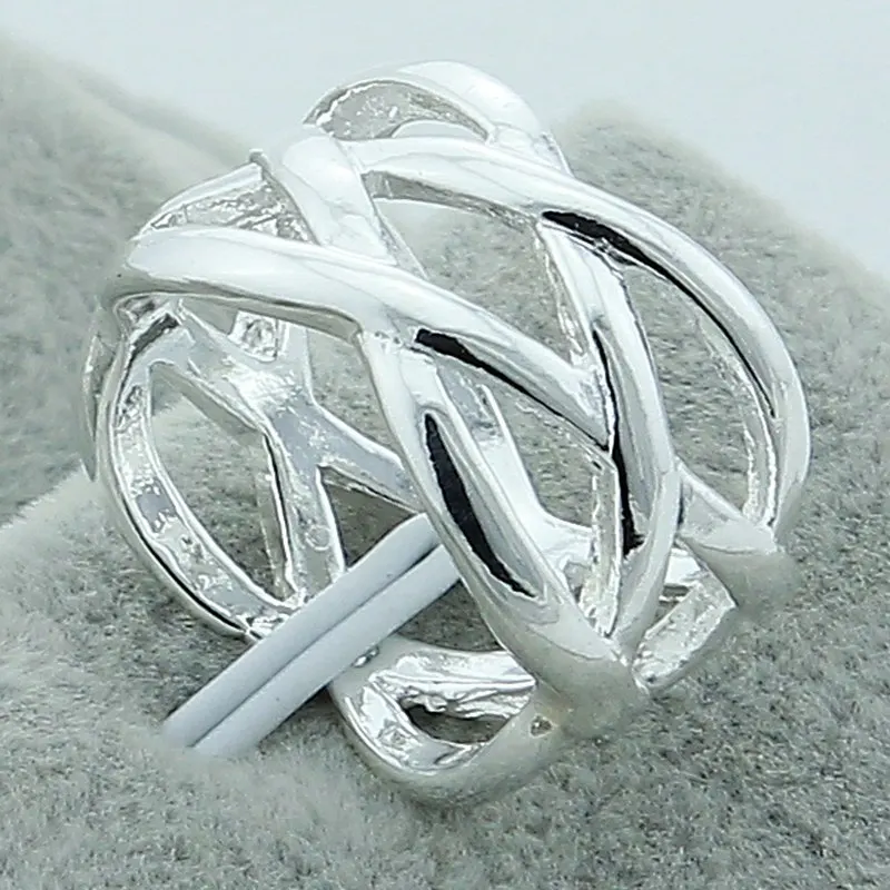 

925 Sterling Silver Cross Intertwined Ring For Women Wedding Engagement Party Fashion Charm Jewelry