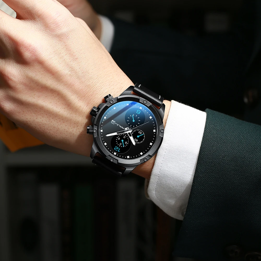 

New CRRJU Men Sport Watch Men Top Brand Luxury Chronograph Wrist watches Fashion Leather Clock Relogio Masculino Reloj Hombre