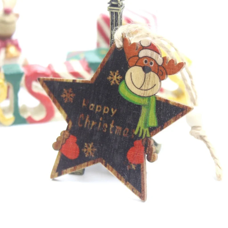 

New Hot 3PC Christmas Wooden Pendants Ornaments DIY Wood Crafts Christmas Decorations For Home Xmas Tree Ornaments
