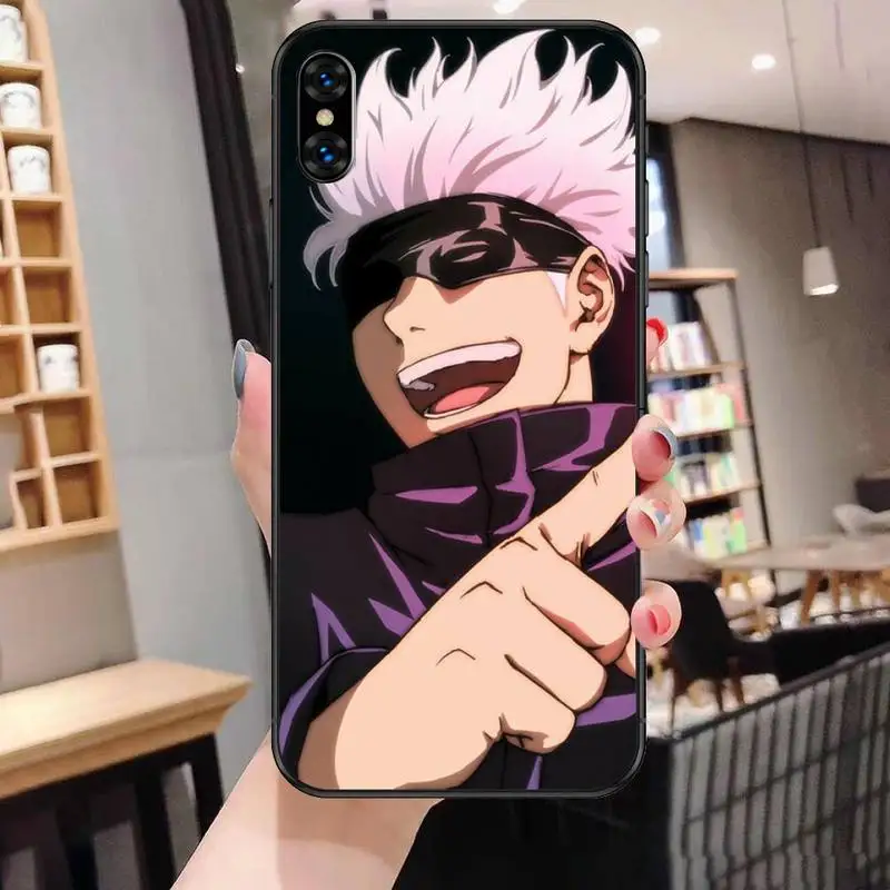 

Hot Serial Anime Jujutsu Kaisen Gojo Satoru Phone Case For Black-Iphone 5s 6 6s 7 8 11 12 X Xs Xr Pro Plus Max Mini Fundas Cover