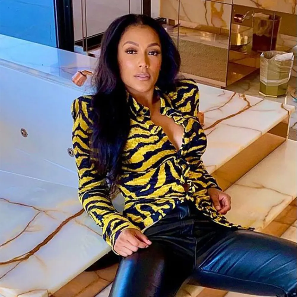 Рубашка женская с леопардовым принтом топ в африканском стиле однобортная