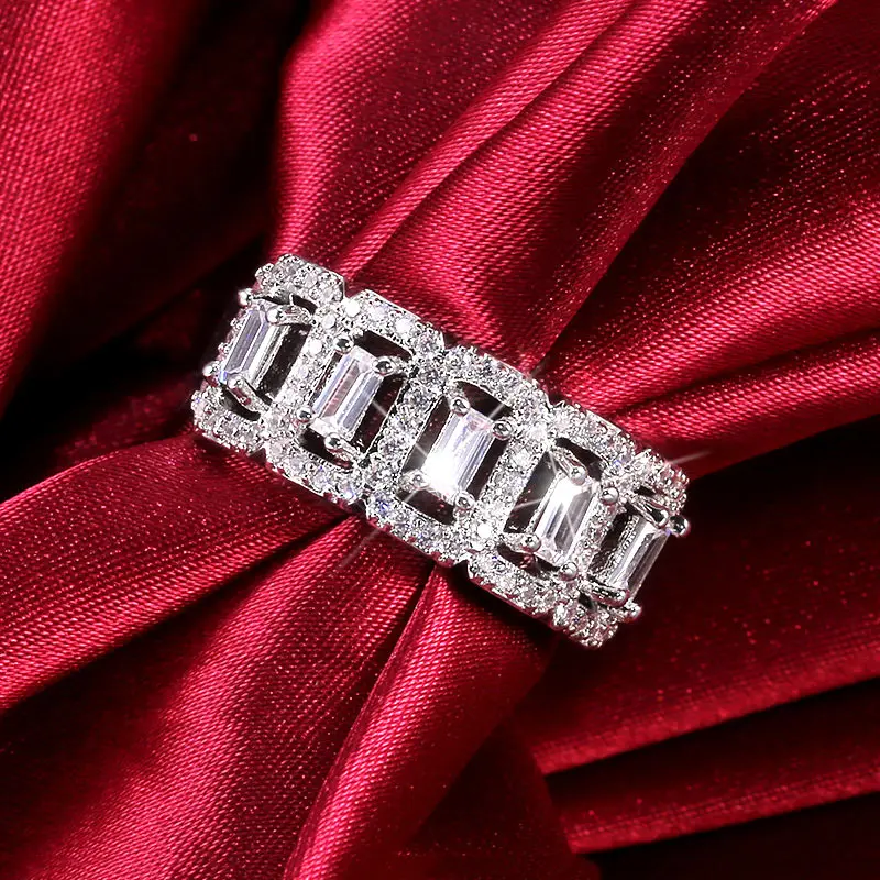 Роскошные квадратные свадебные кольца USTAR с геометрическим рисунком для женщин