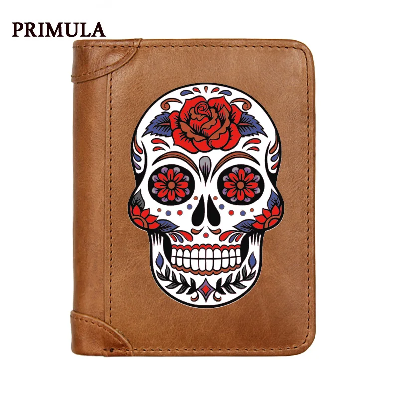 

Fashion Skeleton Skull Printing Male Genuine Leather Wallets Men Wallet Credit Business Card Holders Purses High Quality