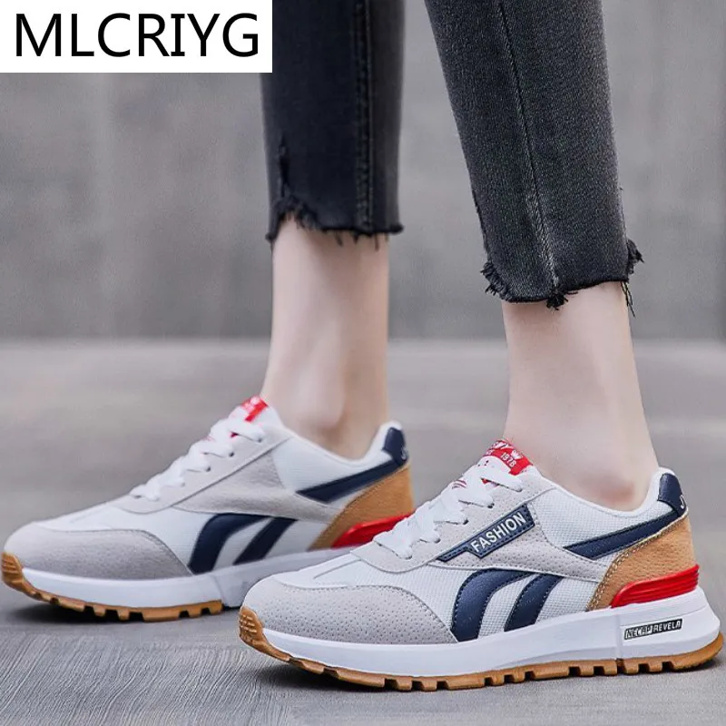 

2021 Spring New Woman Casual Vulcanized Shoes Mixed Color Lace-up Fashion Woman Plus Size Sneaker Walking Comfort Woman Shoes