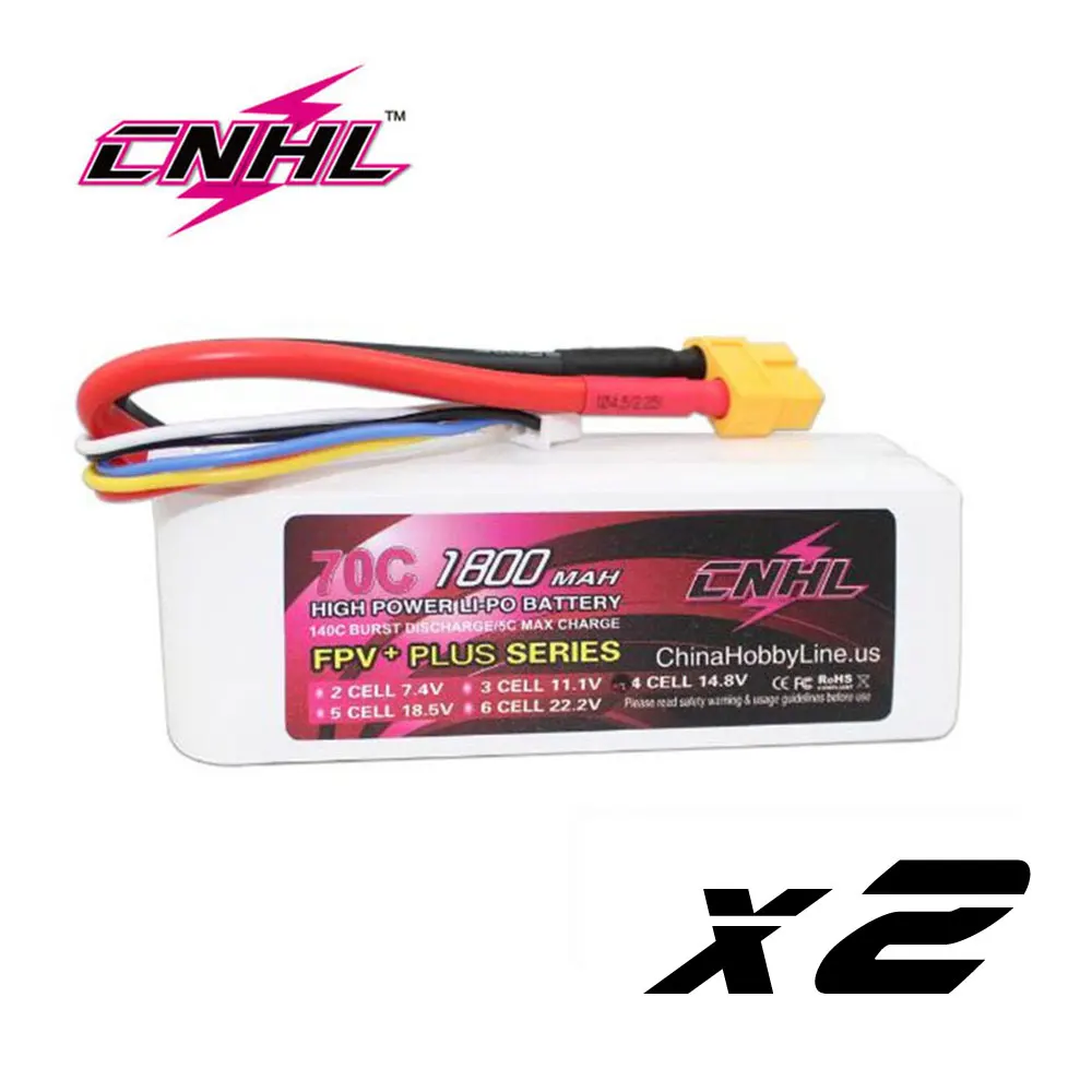 

2 шт. CNHL Lipo 4S 14,8 в аккумулятор 1800 мАч G + Plus 70C XT60 для радиоуправляемого FPV вертолета самолета квадрокоптера дрона FPV модели Hobbying
