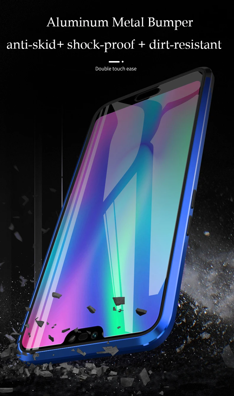 Магнитный чехол для huawei honor 10 облегченное закаленное стекло Двусторонняя крышка на huwei honor 10 light honer 10 lite флип-чехол