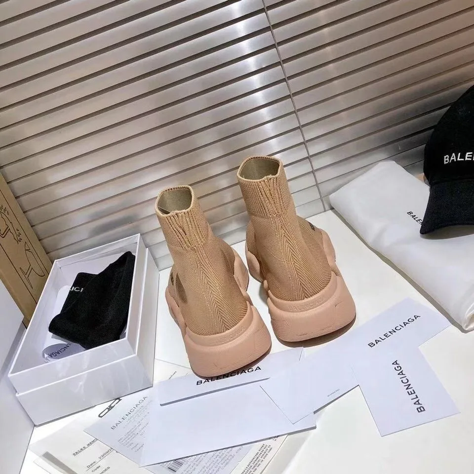 

brand Balenciacas Trainer Knit Running Shoes Runner Sock Clear Sole Triple Black Platform Flat Men Women Stretch Sport shoes