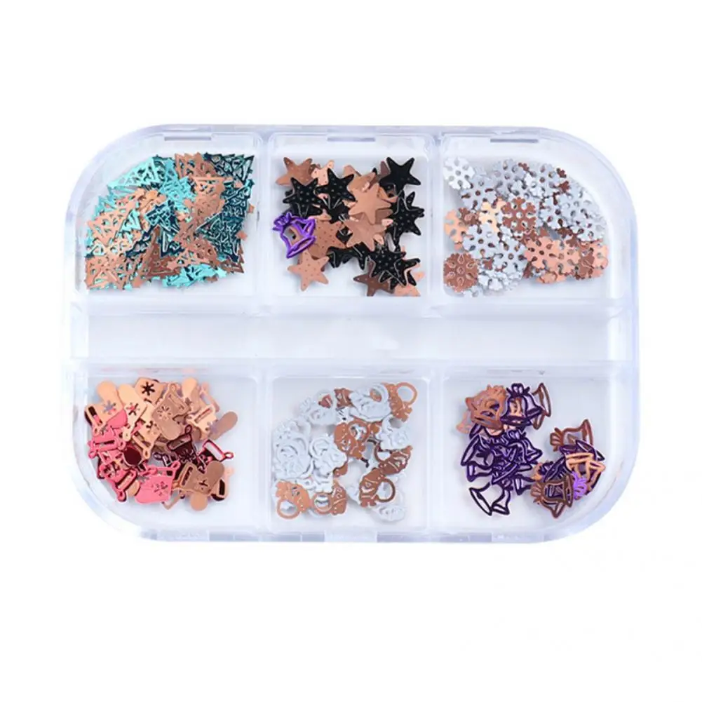 

1 Box Sequins Decal Delicate Eye-catching Snowflake Shape Nail Accessories Christmas Nail Sequins Manicure Decor