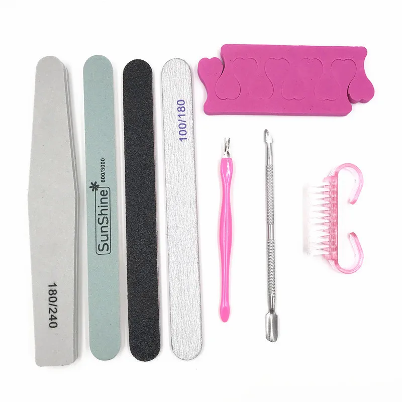 9 шт./компл. пилки для ногтей щетка прочная Полировочная зернистость песок набор
