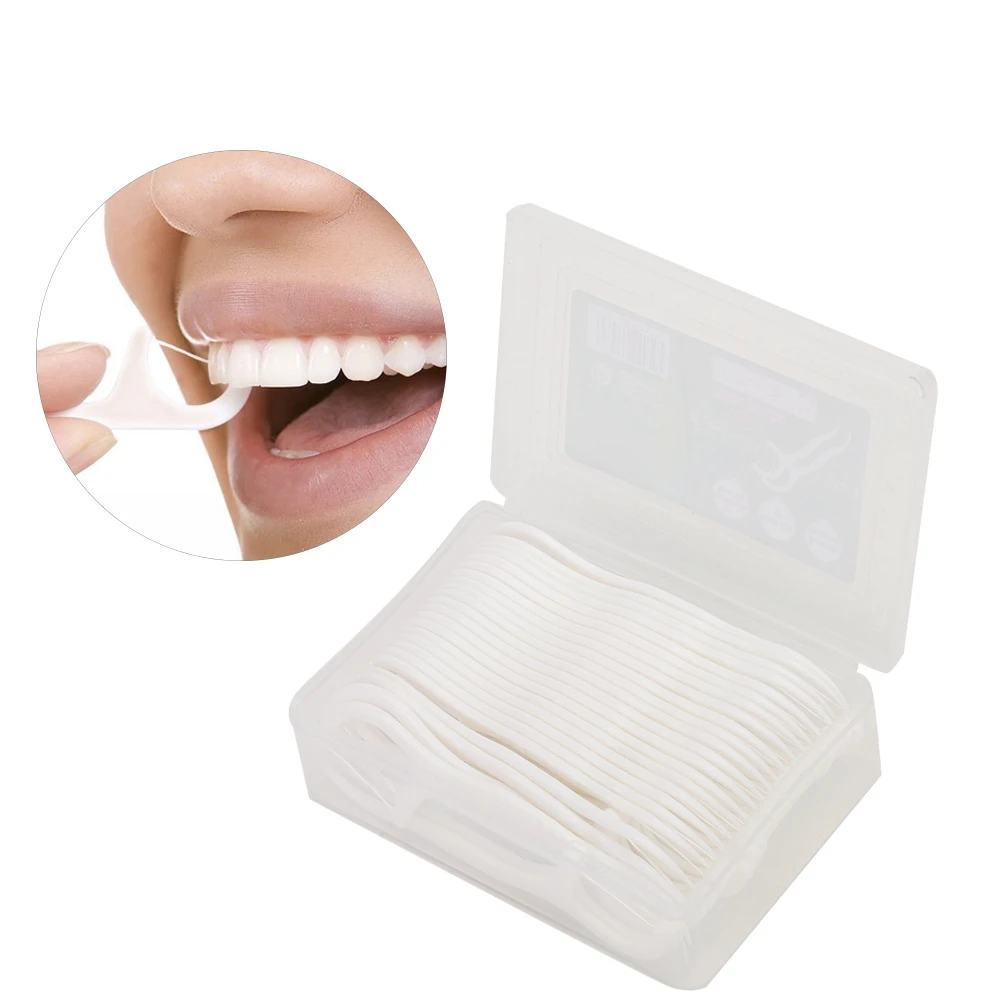 

50Pcs/Box Disposable Non-slip Toothpick Dental Floss Square Box Round Floss Sticks Gum Teeth Tooth Clean Oral Care Accessories