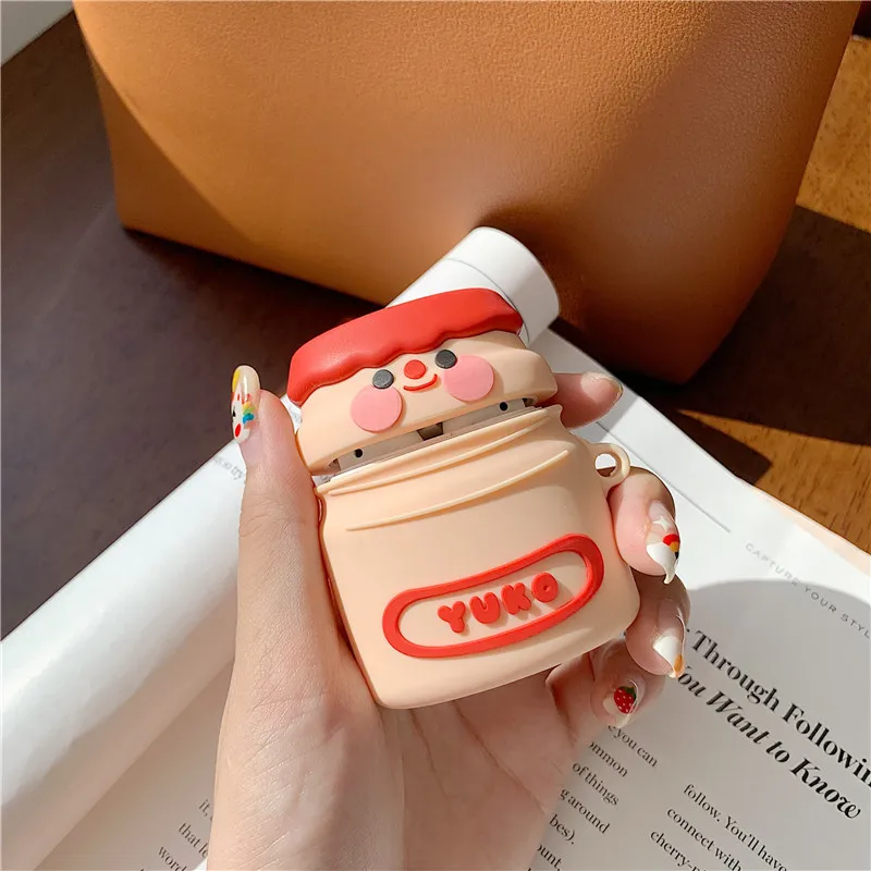 Yogurt Мультфильм защитный чехол для AirPods милый чехол силиконовый чехол для Apple Airpods 2 уникальный молочный чай йогурт дизайн с брелком - Цвет: Yogurt