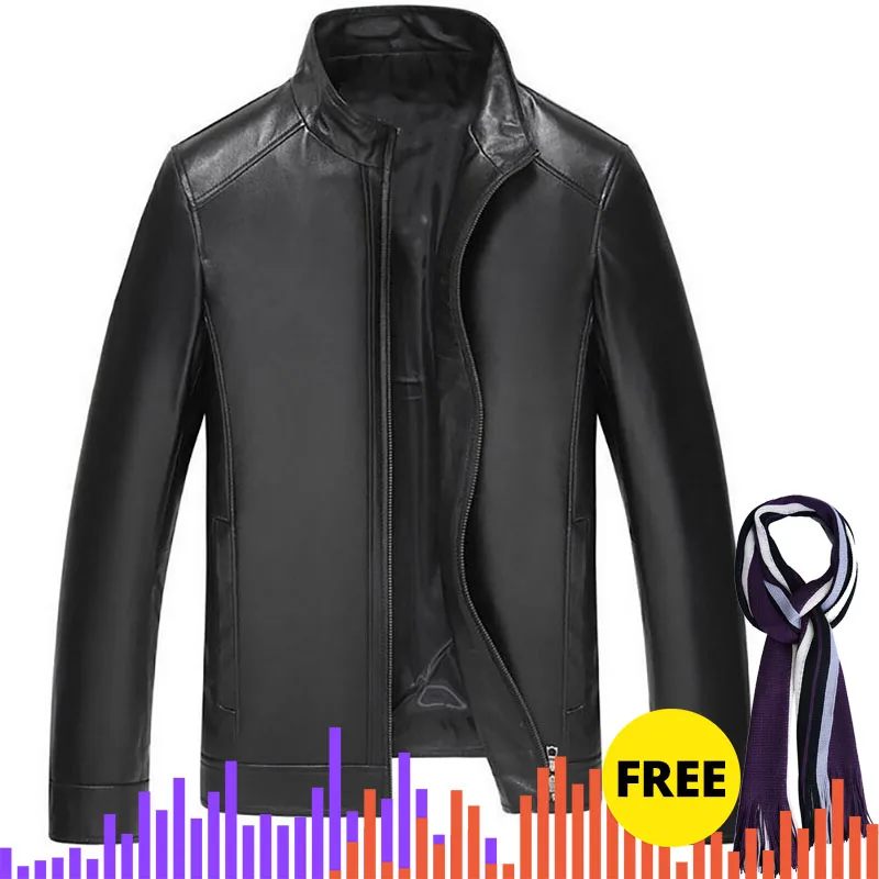 Мужские кожаные куртки пальто Мужская теплая коричневая черная куртка для