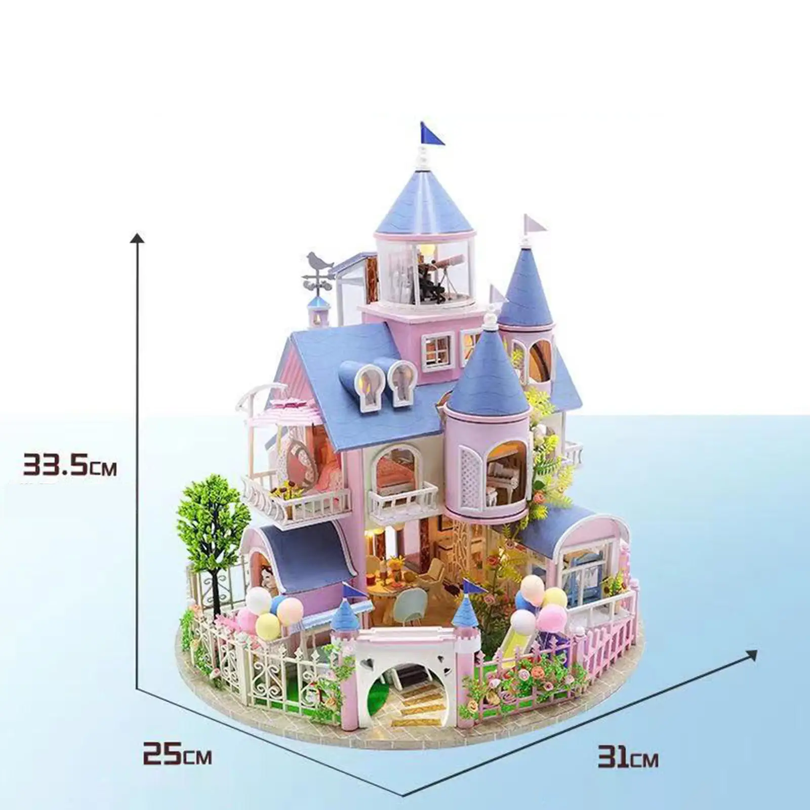 

DIY Doll House, Handcrafts Christmas Gifts Accessories Mini Fairy Tale with LED Lights Miniature Dollhouse, Kids Adults Teens