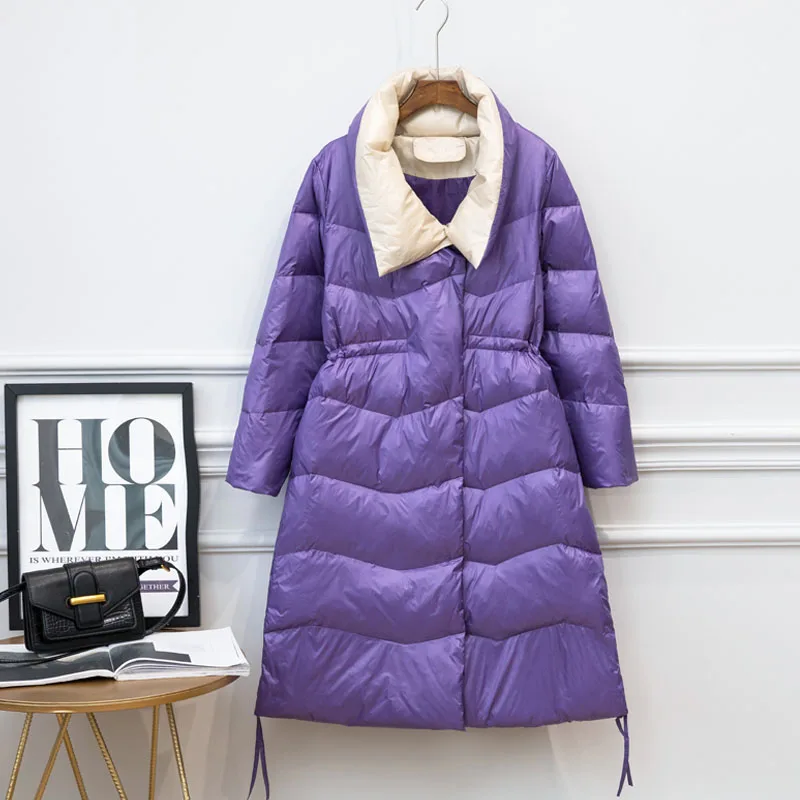 2019 новая зимняя куртка женская длинная пуховая парка белая на утином пуху