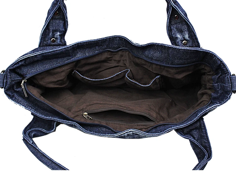 

2020 high quality denim women's handbag leisure large capacity tramp knitting rivet bag Multi Pocket women's bag