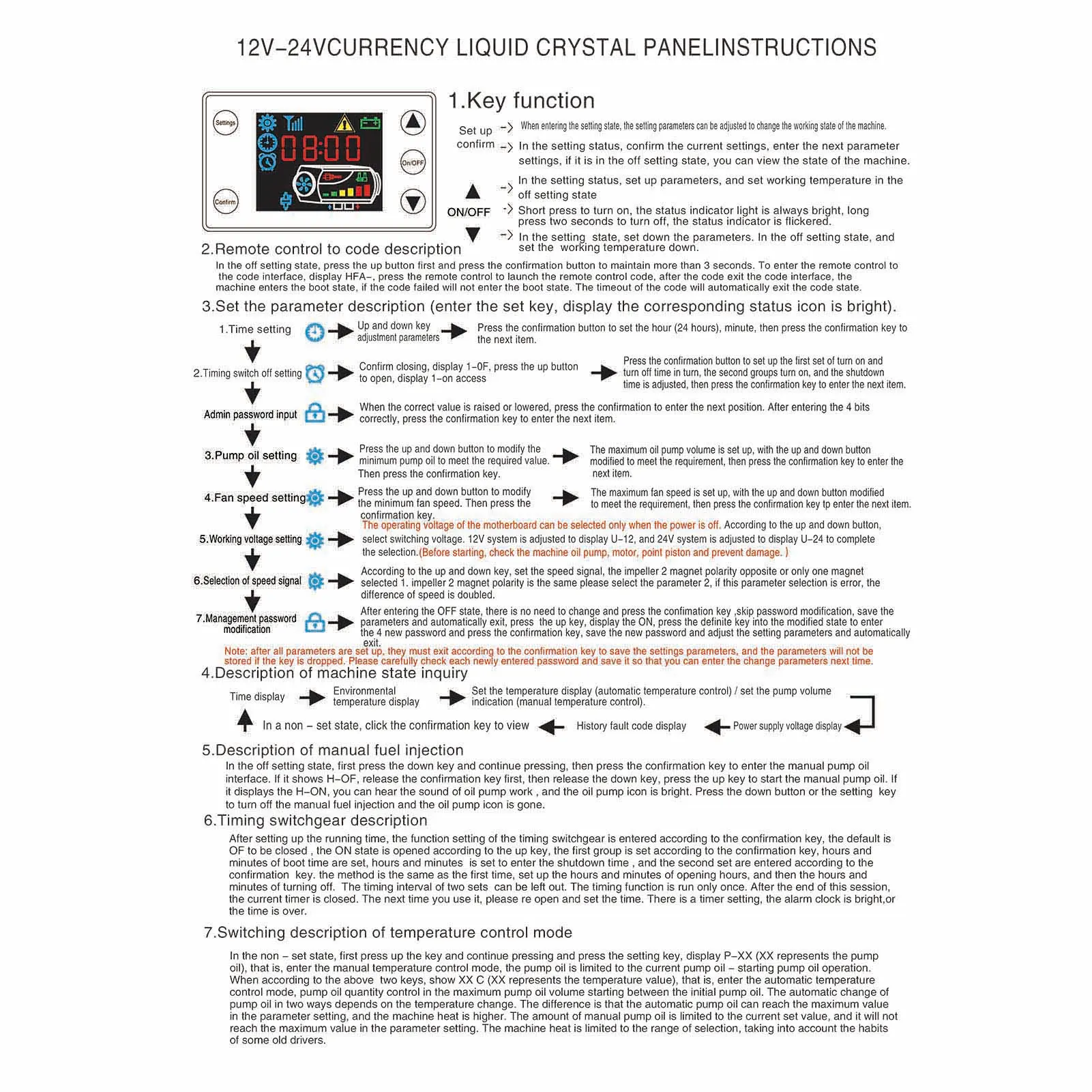 

12/24V Car Heater LCD Switch Controller Monitor For Car Ignition Copper Diesel Air Heater Autonomous Heater Parking Heater