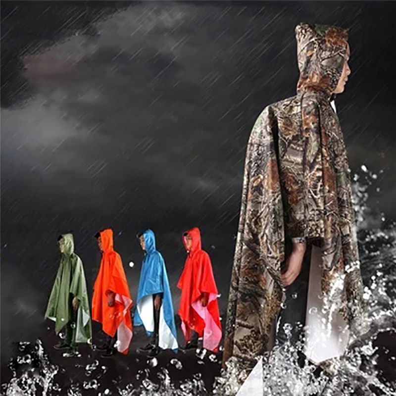 3 in 1 Multi-function Adult Raincoat Male Female Outdoor Backpack Rain Cover for Camping Hiking Rainwear Wateproof Poncho
