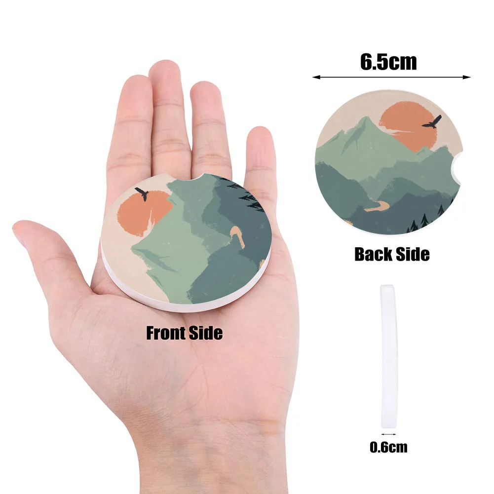 2 4 6pcs/set Ceramic Car Coaster Waterproof Mountain Water Sunrise Eagle Forest Cup Drink Mat Decoration Accessories | Дом и сад