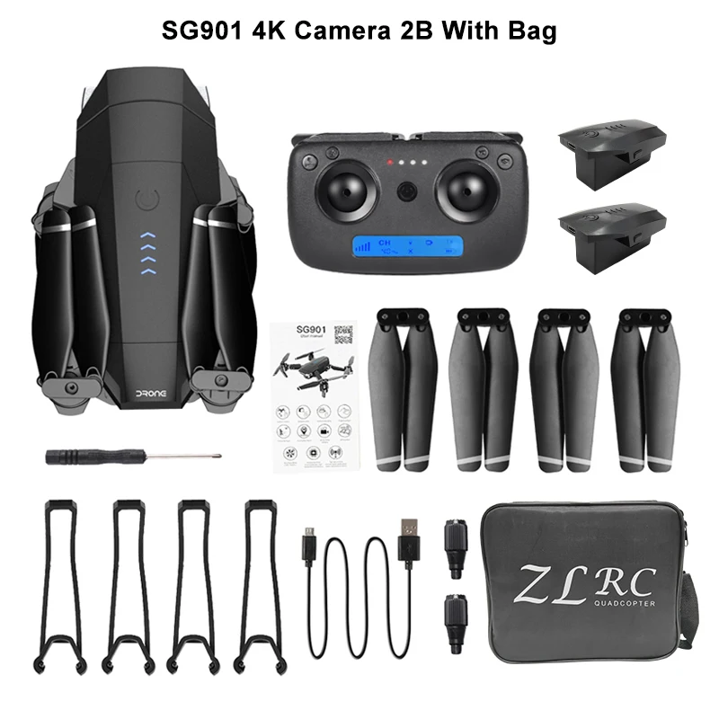 SG901 Радиоуправляемый Дрон 4K HD камера/1080 P WiFi FPV профессиональная оптическая камера с потоком Дрон 18 минут RC Квадрокоптер VS Xs816 S17 SG106 - Цвет: SG901 4K 2B CB