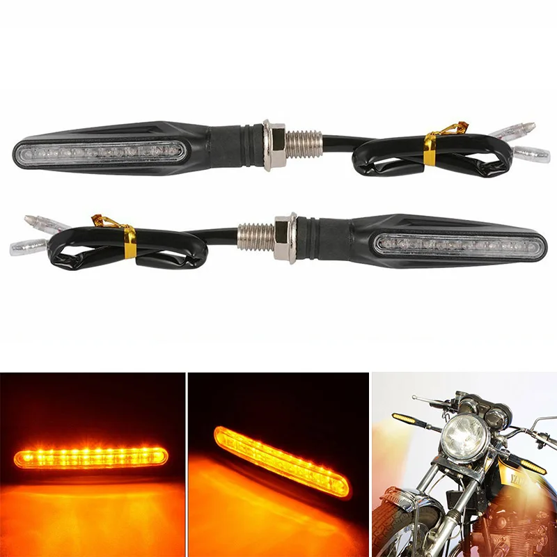 

2PCS LED Motorcycle Turn Signals Light 12 LED Tail Flasher Flowing Water Blinker IP68 Bendable Motorcycle Flashing Lights