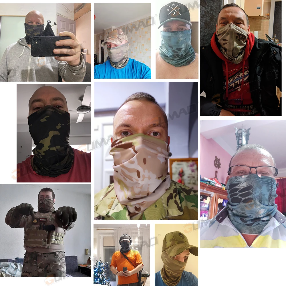 Multicam принтом тактическая бандана маска для лица труба шарф Походов велосипедный