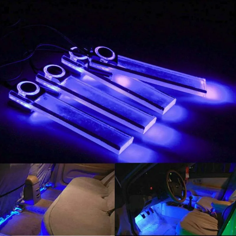 Ambient Light App Sound Control LED Strip Cigarette lighter Auto Atmosphere Lamp 12V Blue Fiber Optic Car Interior Decorative | Автомобили