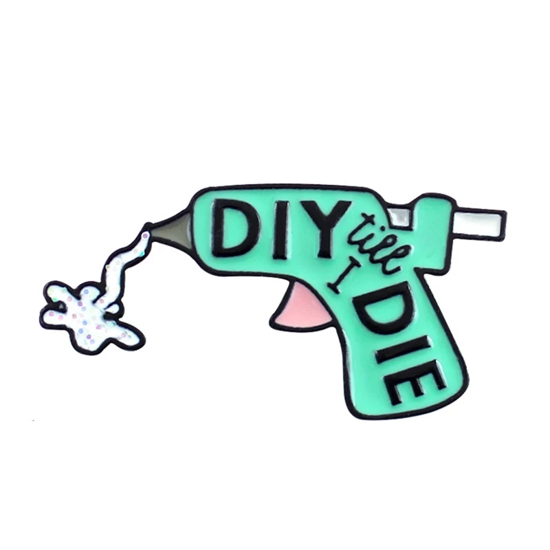 Креативный мультфильм пистолет-распылитель Брошь Мода DIY клеевой пистолет джинсовые куртки эмалированная булавка значок-шпилька на лацкан отправить детям ювелирные изделия подарок