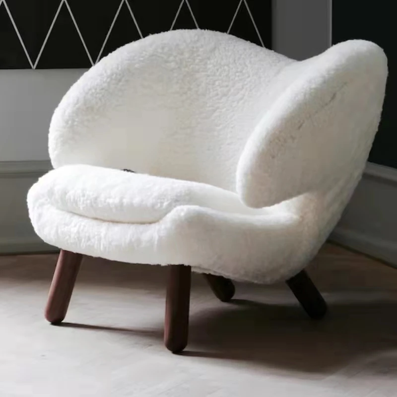 

Louis Fashion Lamb Sofa Chair Light Luxury Living Room Designer Casual Nordic Minimalist Network Red Creative Single Chair
