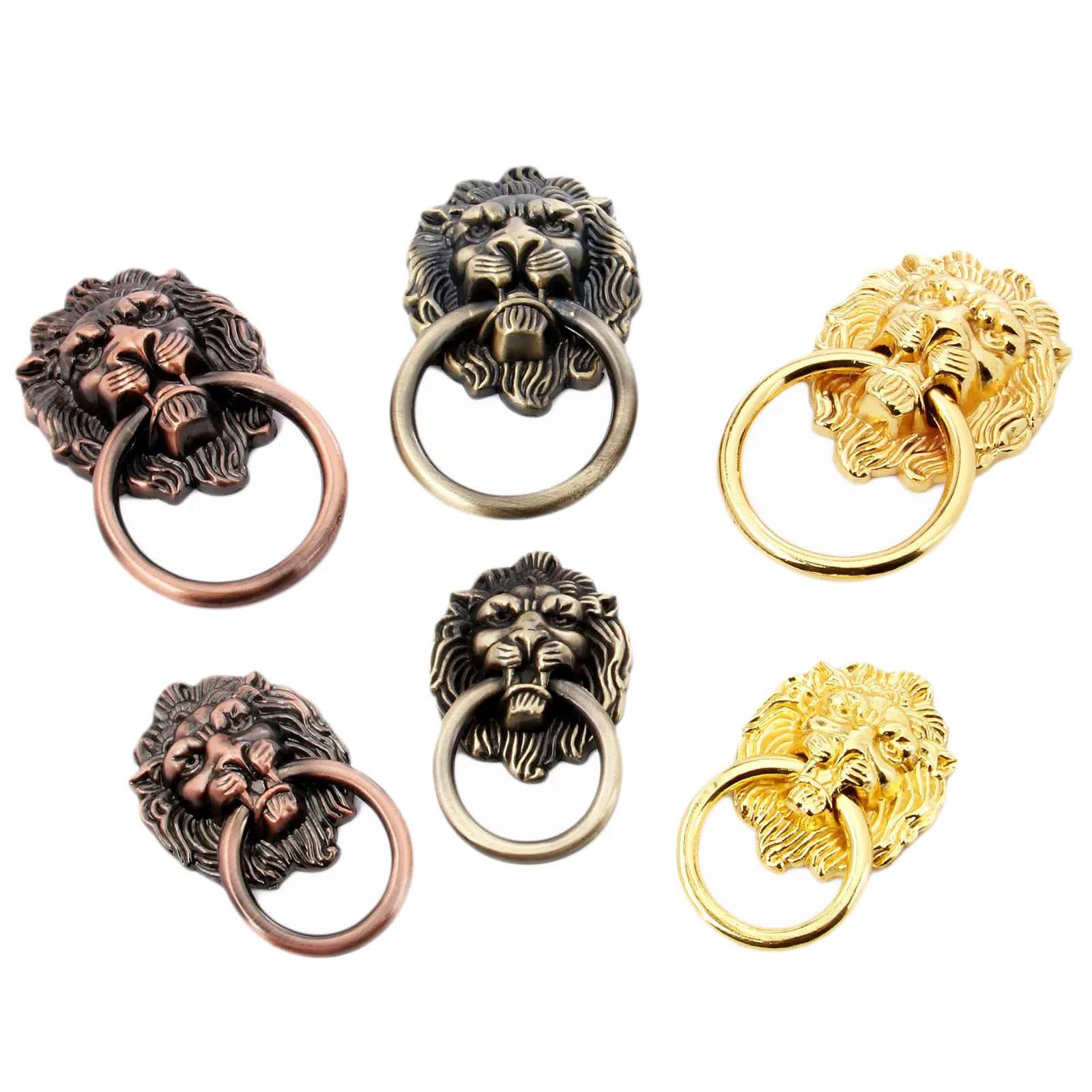 Старинный шкаф с ручкой льва ящик туалет ручки в форме колец бронзовая латунь