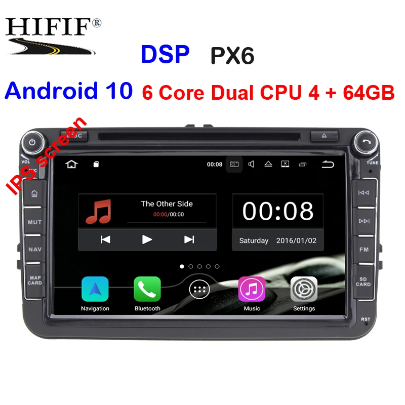 Автомобильный DVD плеер PX6 6 ядер 4 Гб + 64 ГБ 8 дюймов IPS 2din Android 10 для VW Passat CC Polo GOLF 5 Touran